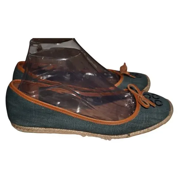 Coach Shoes Coach Denim Espadrille Ballet Flats Womens Blue
